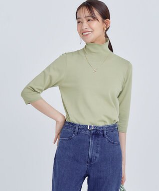 組曲 L 【6色展開・UVケア】モダンタートルニット ピスタチオ系