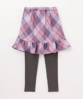 ANY KIDS チェック スカッツ ラベンダー系チェック