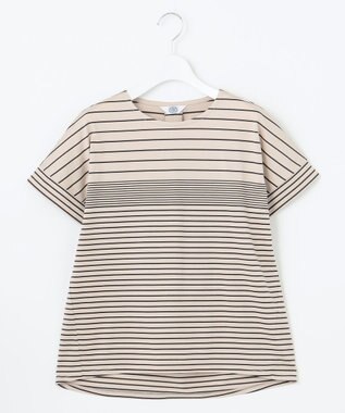 J.PRESS LADIES L パネルボーダー ドルマンスリーブ カットソー ベージュ系1