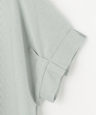 ANY SIS 【洗える】シルケットスキッパー ブラウス グリーンストライプ