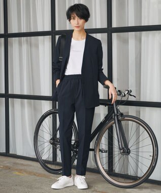 ICB 【UVカット・洗える】4WAYストレッチタフタ ノーカラージャケット ネイビー系