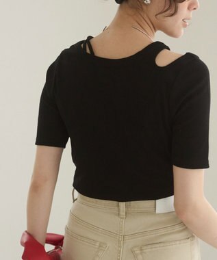 WEGO 【ANGIE VINTAGE】アシンメトリーカットアウトトップス ブラック