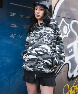 WEGO 【ユニセックス着用ITEM/MLサイズ展開】カモフラグラフィックZIPパーカー 柄2