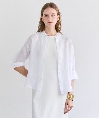 BEIGE， HALITE / リネンシアー オーバーサイズシャツ White