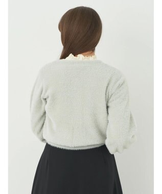 earth music&ecology ミニシャギーパールボタンカーディガン Light Gray