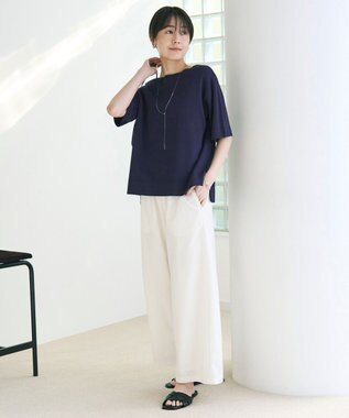 UNFILO L スゴ機能美 ハーフスリーブ ニット [WEB限定]ネイビー