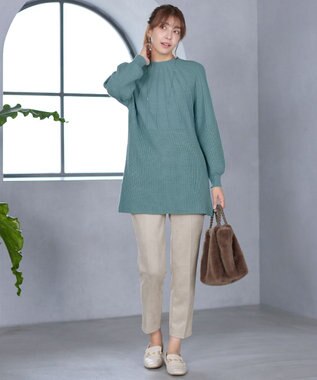 Tiaclasse L 求心片畦ニットチュニック ミント