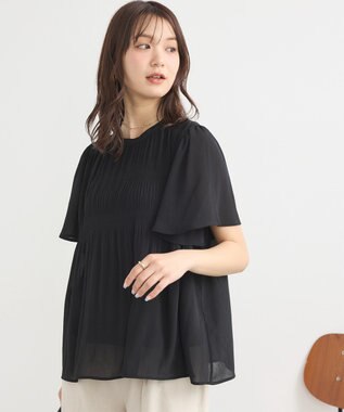 earth music&ecology マジョリカプリーツ半袖ブラウス