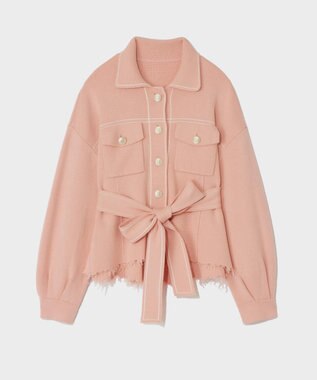 GRACE CONTINENTAL ニットワークジャケット ピンク