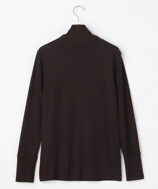 自由区 L 【洗える】ベアフライスボトルネック カットソー ダークブラウン系