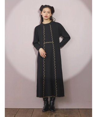 Green Parks ■ＥＳＣＡＲ　メローキリカエニットワンピース Black