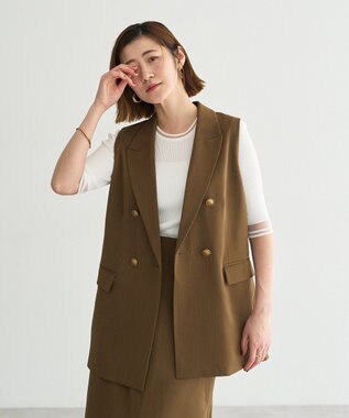 YECCA VECCA ドライタッチ金釦テーラードジレ Brown