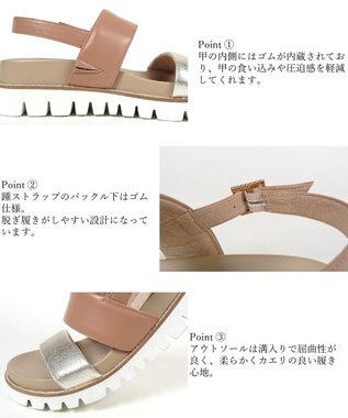 Dominic3 フットベット レザーパテッドサンダル ベージュ