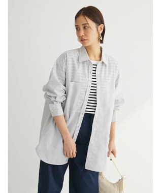 Green Parks イージーケア　ゆったりシャツ Gray Mixture