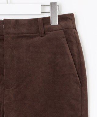 自由区 L リブレスコールストレート パンツ ダークブラウン系