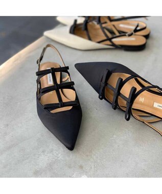 MODE ET JACOMO <MODE ET JACOMO>リボンフラットバックベルトパンプス ブラックキジ