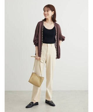 Green Parks ・ＥＬＥＮＣＡＲＥ　ＤＵＥパールツキシアーカーディガン Brown