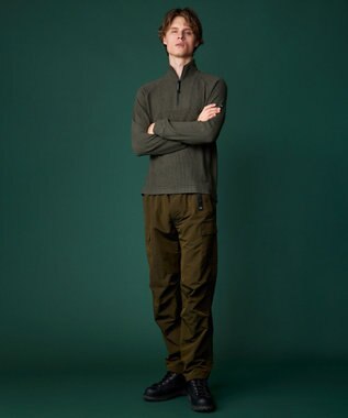 JOSEPH ABBOUD MOUNTAIN 【ECO撥水/起毛裏地】マイクロリップワッシャー カーゴ パンツ カーキ系