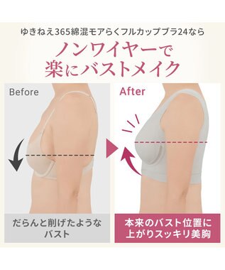 BRADELIS New York 【Yukine inc. 】ゆきねえ365綿混モアらく快適フルカップブラ24 ブラデリス ノンワイヤー 補正 ブラジャー下着 良く伸びて身体にフィット YH124301 ローズヌーディピンク