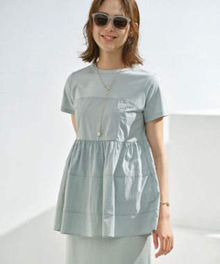 組曲 L 【接触冷感】ビスチェレイヤードTシャツ クリームミント系