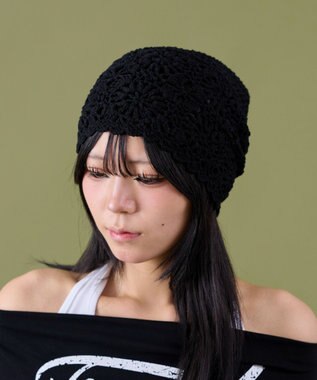 WEGO クロシェフラワービーニー ブラック