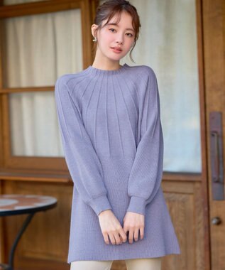 Tiaclasse L 求心片畦ニットチュニック ラベンダー