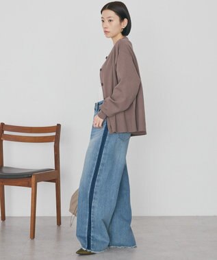 AMERICAN HOLIC クルーネックニットカーディガン Gray Beige