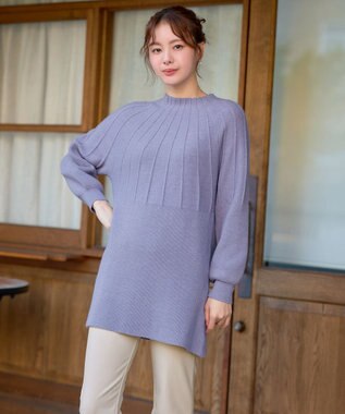 Tiaclasse L 求心片畦ニットチュニック ラベンダー