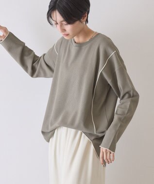 AMERICAN HOLIC 【WEB限定】ワッフル配色メロープルオーバー Khaki