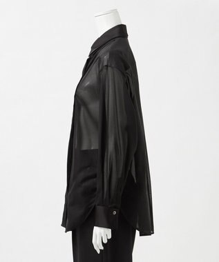 23区 L 【エステータ】コットンオーガンジー ドレスシャツ ブラック系