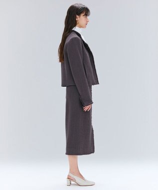 BEIGE， 【Oggi 10月号掲載】MULLIN / ウールツイードメタルボタンノーカラージャケット Warm Gray