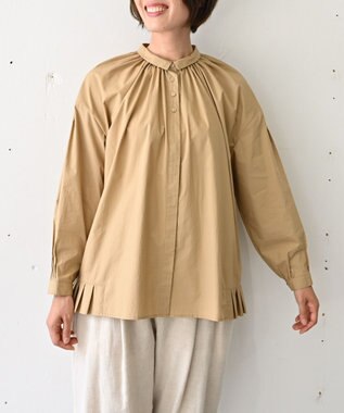 muuc 〈オーガニックコットン〉〈コットンブロード生地〉〈カラーにより異なる生地〉〈通年着られる〉コットン裾プリ ーツ ブラウス