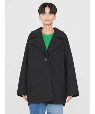 AMERICAN HOLIC 中空ＦＩＢＥＲコクーンミディコート Black