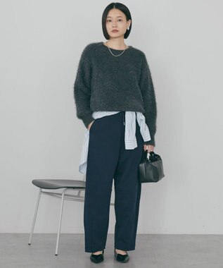 AMERICAN HOLIC 【WEB限定】フェザーゆるニットプルオーバー Charcoal Gray