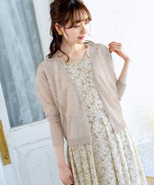 Tiaclasse L 【洗える】程良い透け感のシフォン花柄フレンチワンピース オフフラワー