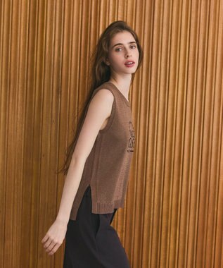 GRACE CONTINENTAL ラメジャガードノースリーブ ブラウン