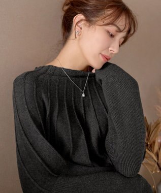 Tiaclasse L 求心片畦ニットチュニック チャコールグレー