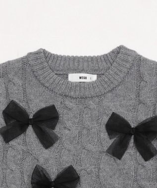 WEGO チュールリボンケーブルニット 杢グレー