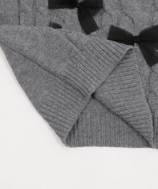 WEGO チュールリボンケーブルニット 杢グレー