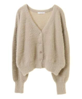 Green Parks ラメシャギーニットカーディガン Gray Beige