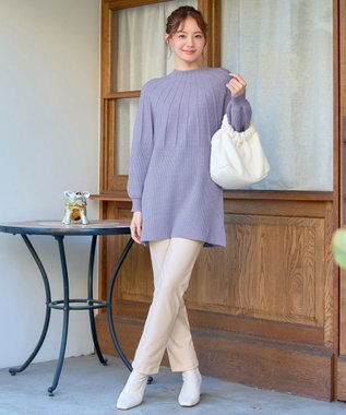 Tiaclasse L 求心片畦ニットチュニック ラベンダー
