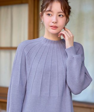 Tiaclasse L 求心片畦ニットチュニック ラベンダー