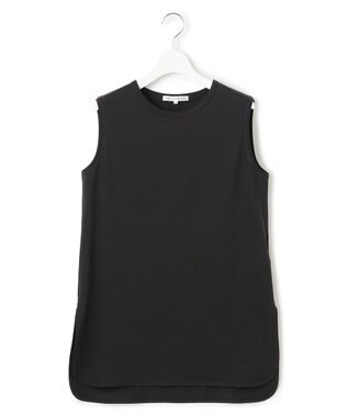 23区 L 【新色追加/洗える】コットンベアジャージー ノースリーブ Tシャツ ブラック系