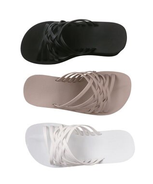 San-ai Resort（三愛水着楽園） レザーライク編みサンダル【San-ai Resort（サンアイリゾート）】 ホワイト