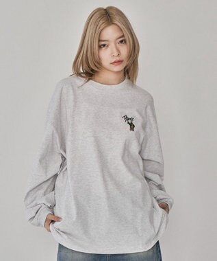 WEGO 【ユニセックス着用ITEM】別注BENDAVISワンポイントT（LS） アッシュグレー