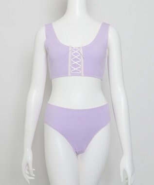 WEGO 【ハーフトップ＆ショーツセット】Liliane　Ciel　　レースアップリボン ライトパープル