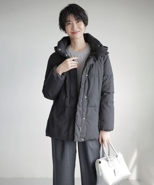 J.PRESS LADIES L 【洗える】ブラッシュドマルチポリ ショート ダウンコート ブラック系