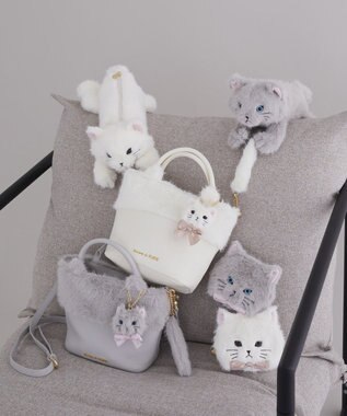 Maison de FLEUR ねこフェイスポーチ Ivory