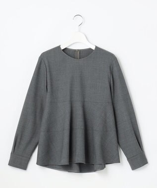 自由区 L 【SHIHOさん着用】ソフトウールブレンドペプラム ブラウス チャコールグレー