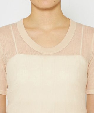 uncrave 【手洗い可】シアー ランダムリブ Uネック カットソー（uncrave STANDARD） エクリュ